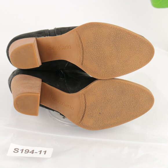 Franco Sarto Womens Dipali Boot Size 7 Black Leather Block Heel Bootie Comfy - Picture 9 of 11